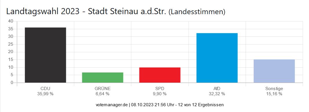 Landtagswahl 2023 - Stadt Steinau a.d.Str. (Landesstimmen)