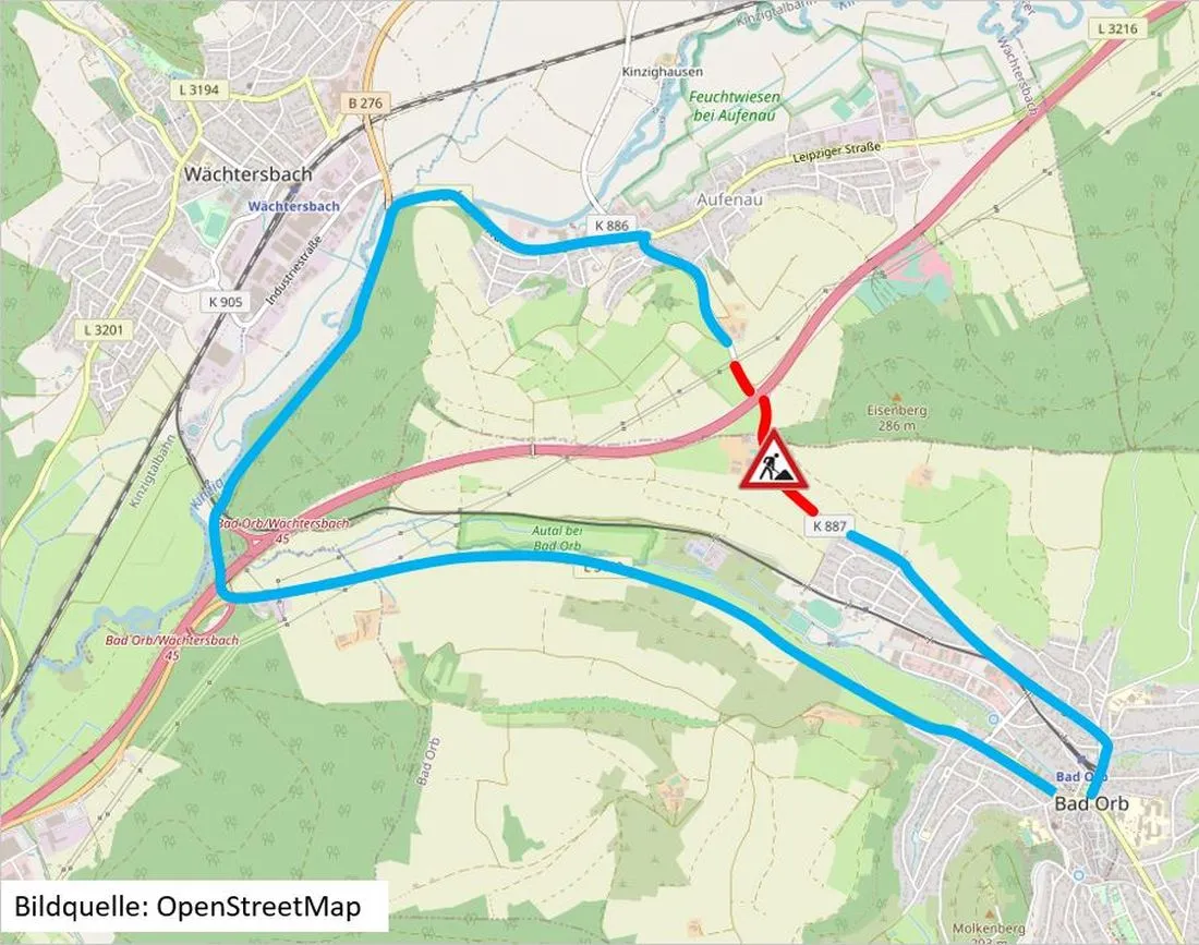 Vormittagssperrung zwischen Wächtersbach/Aufenau und Bad Orb