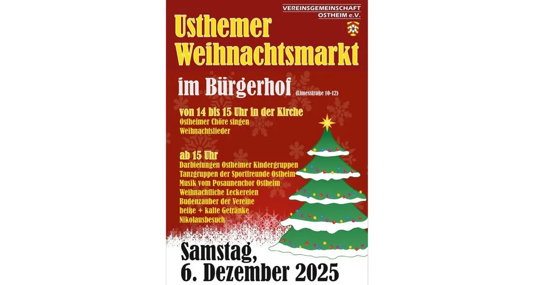 Nidderau: Usthemer Weihnachtsmarkt am 6. Dezember