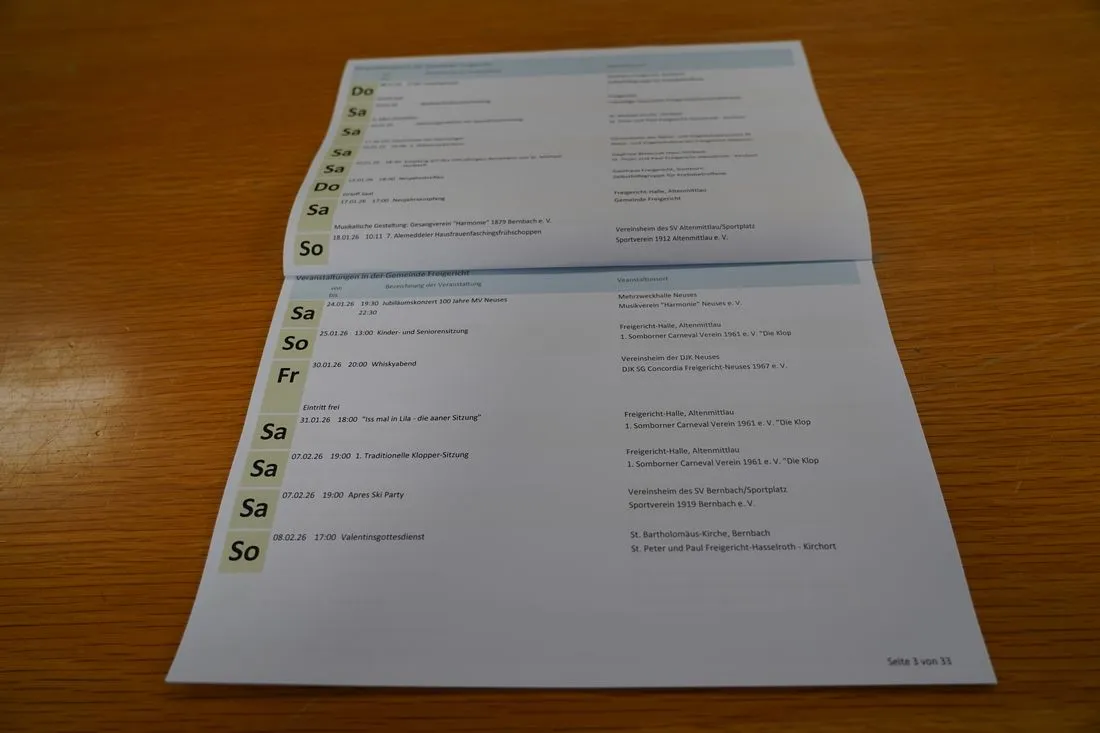 Veranstaltungskalender in neuem Layout