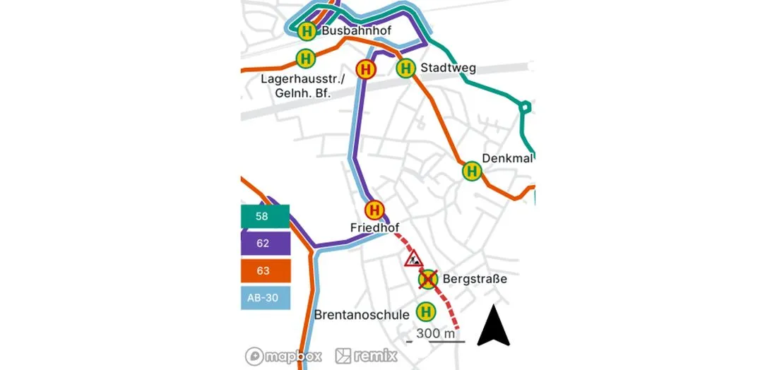Bus-Verkehrseinschränkungen im Gemeindegebiet