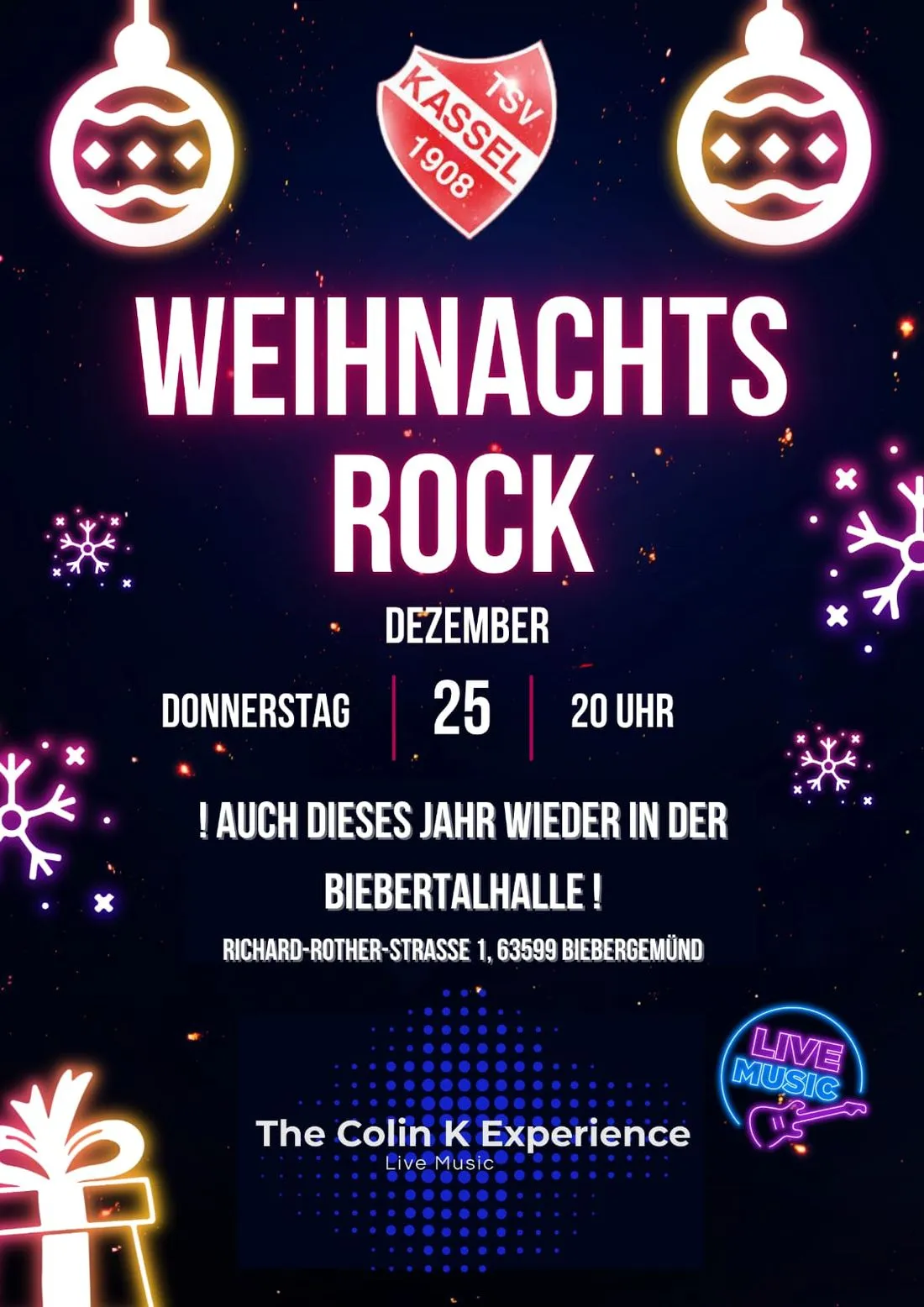 Weihnachtsrock des TSV Kassel in der Biebertalhalle