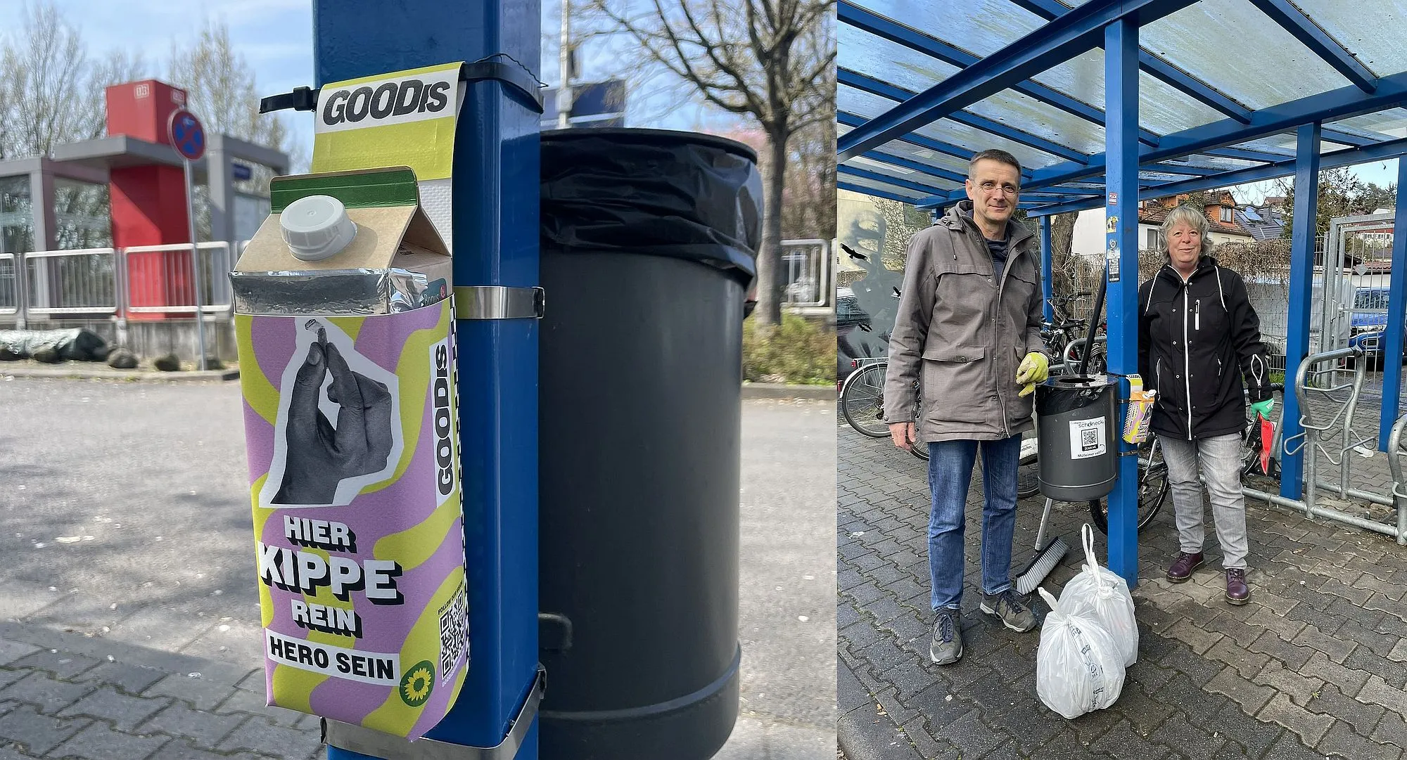 Bahnhof Kilianstädten: Grüne hängen Kippenfänger auf