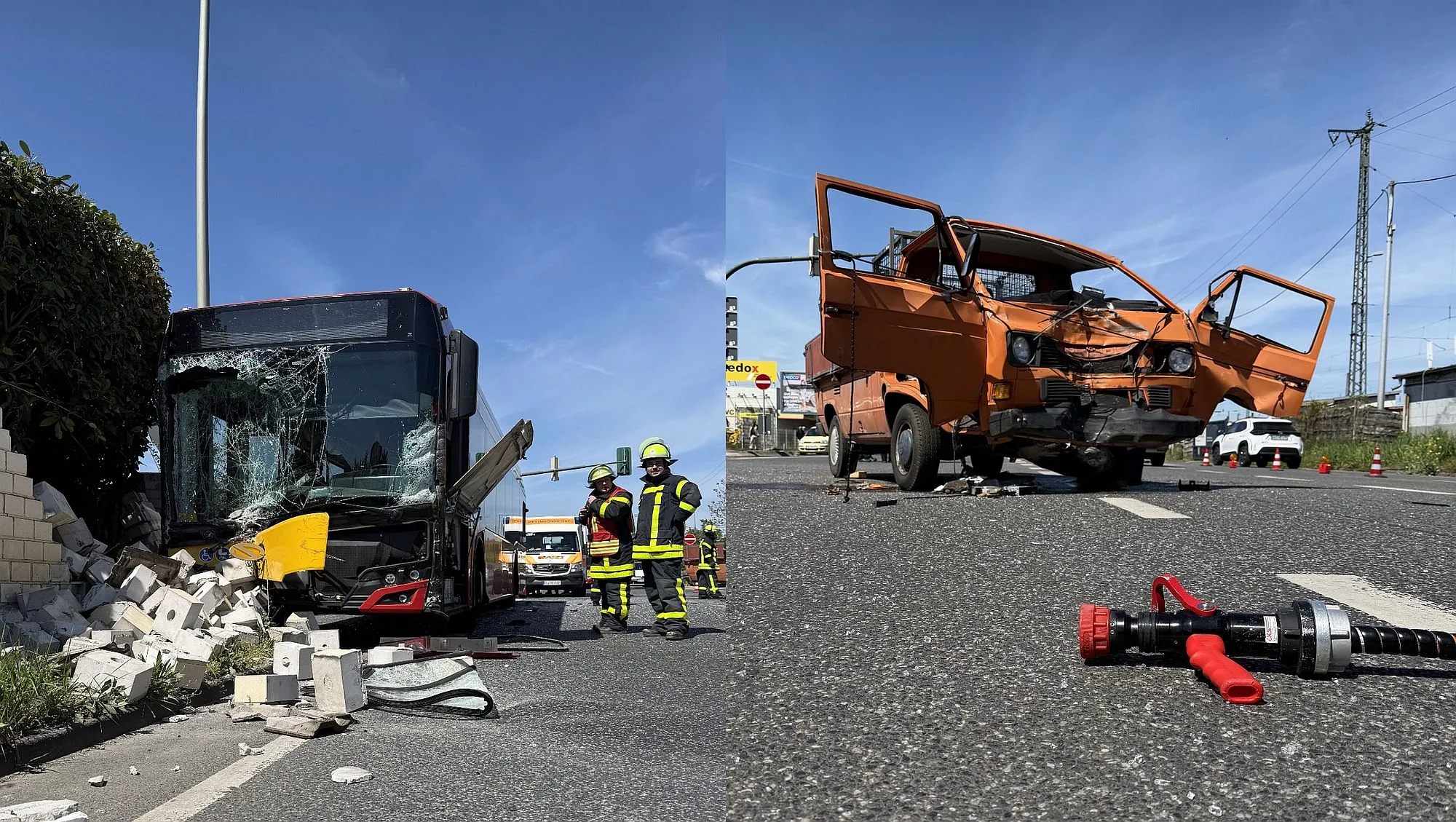Hanau: Mehrere Verletzte bei Unfall zwischen Linienbus und Kleintransporter