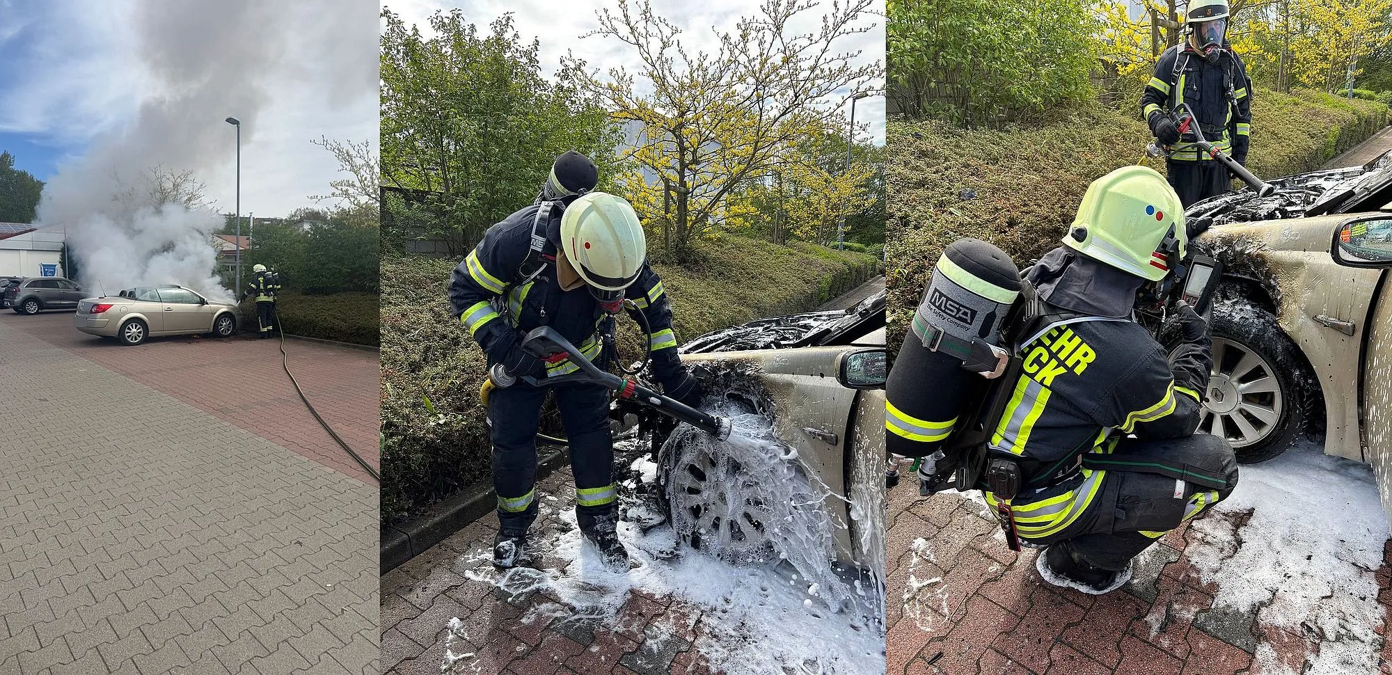 Schöneck: Motorrraum von Pkw brennt