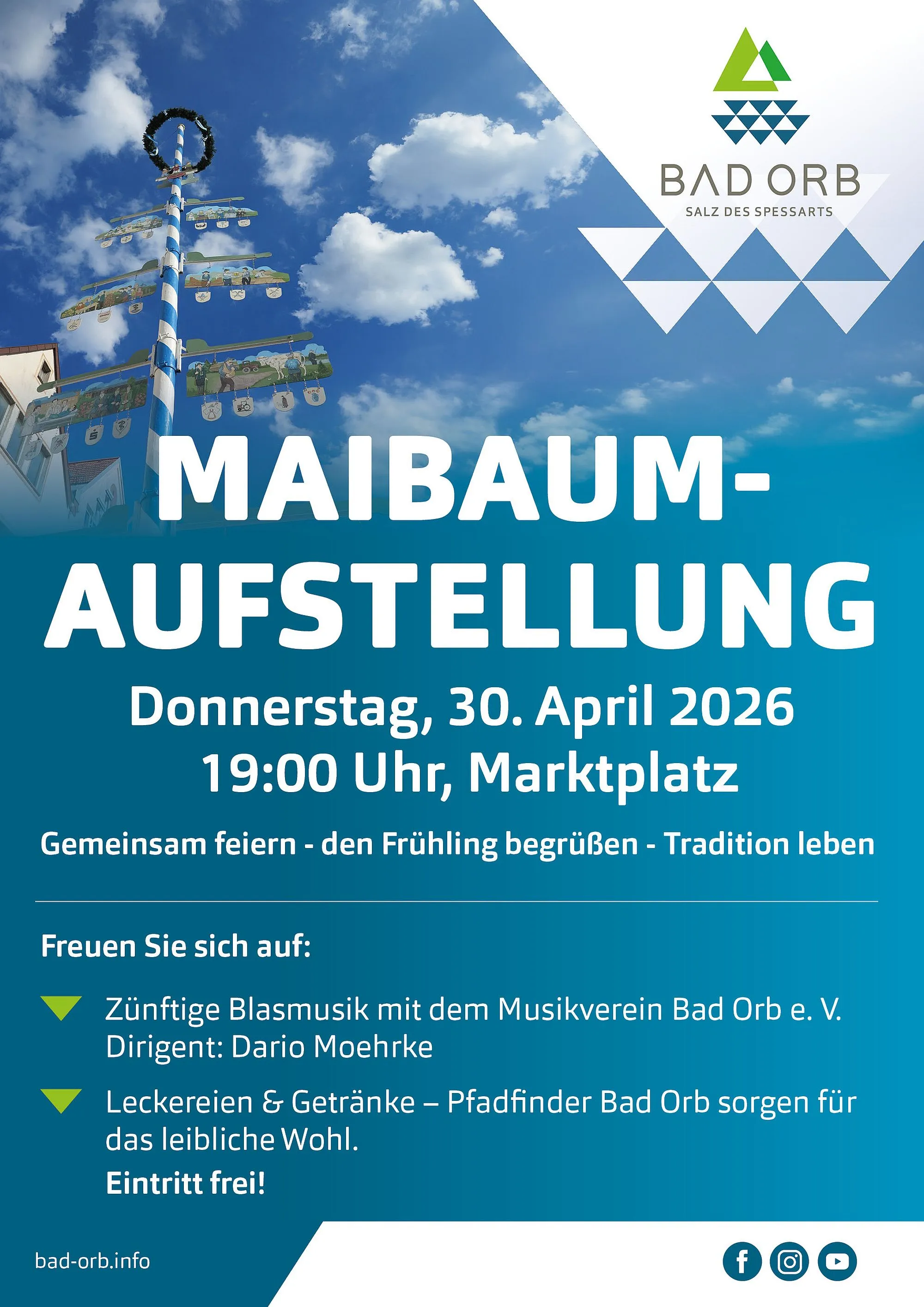 Tradition trifft Rockmusik: Maibaumaufstellen und Live-Konzert