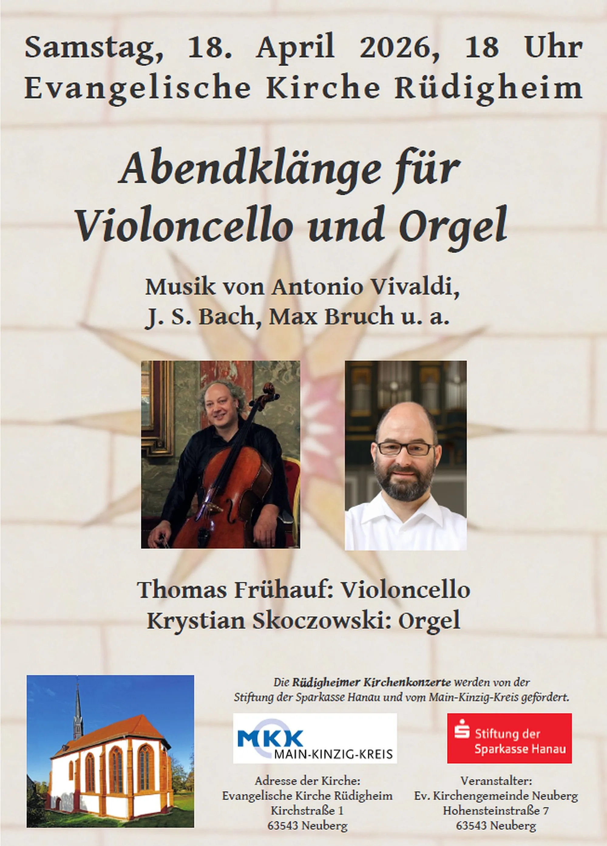 Rüdigheimer Kirchenkonzerte: Abendklänge für Violoncello und Orgel