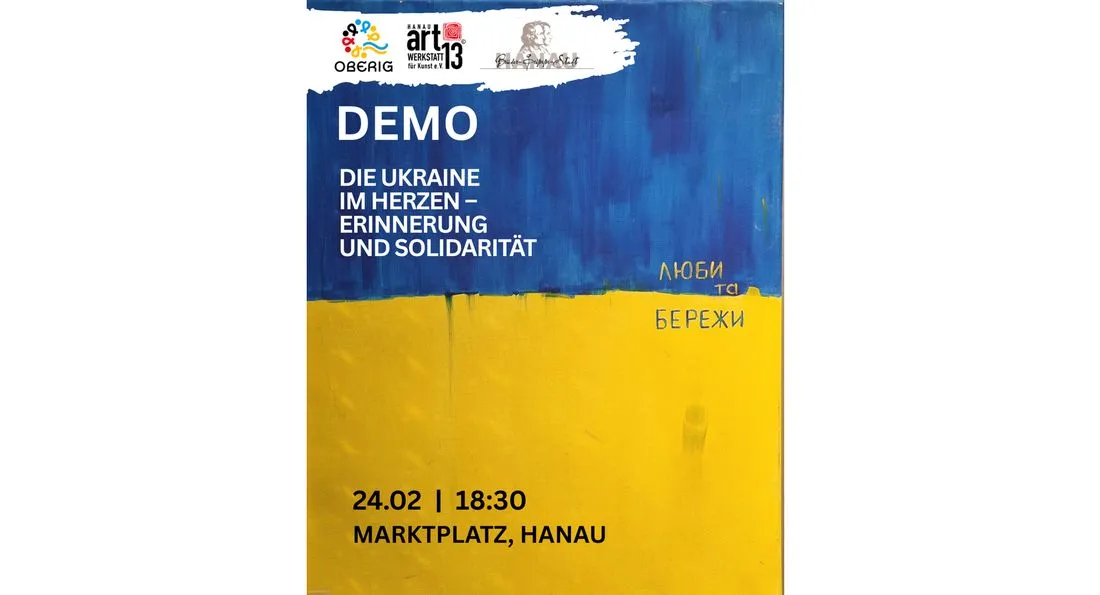 Hanau: Ukraine-Demo vier Jahre nach Kriegsbeginn