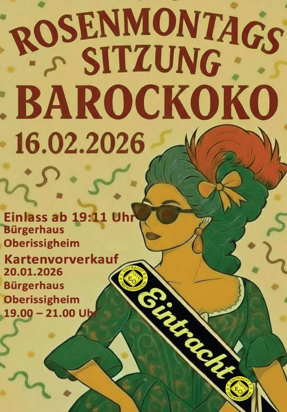 Rosenmontagssitzung unter dem Motto „Barockoko“