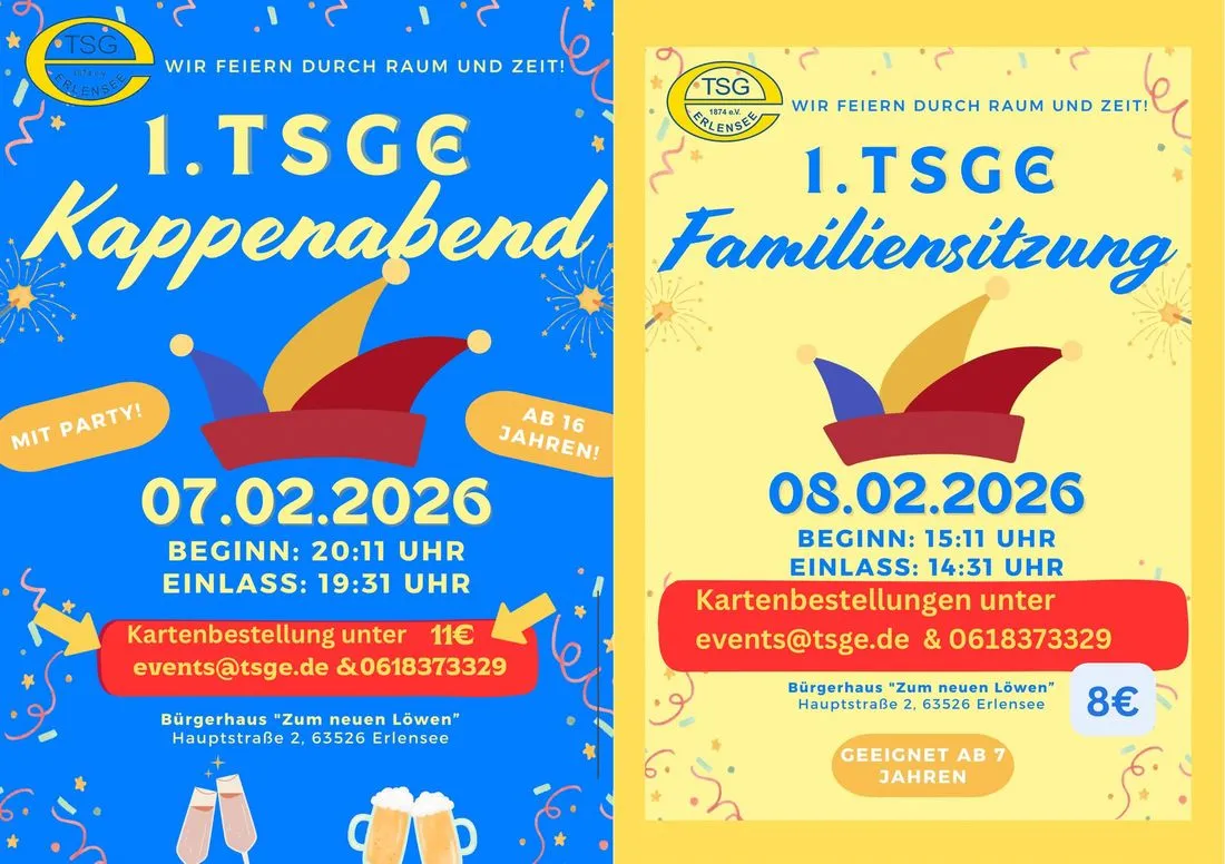 TSGE lädt zu närrischen Faschingsveranstaltungen ein