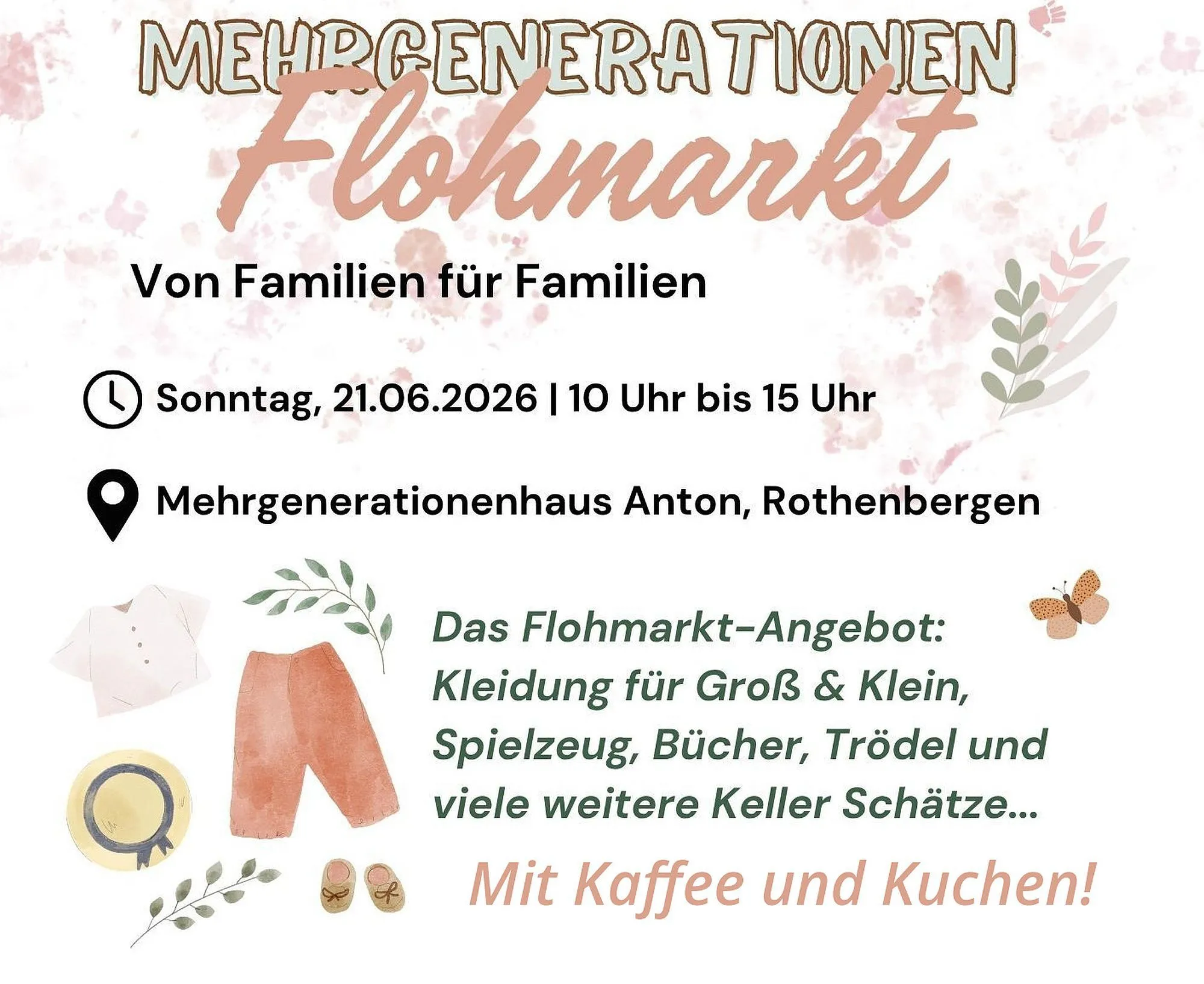 Flohmarkt mit Kaffee und Kuchen im Mehrgenerationenhaus Anton