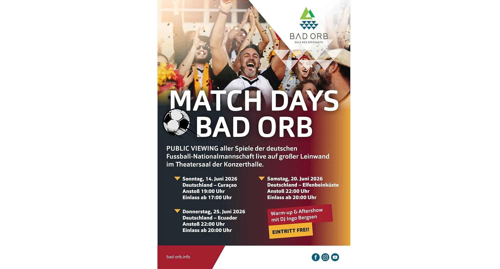 MATCH DAYS 2026: Bad Orber Konzerthalle wird zur WM-Fan-Arena