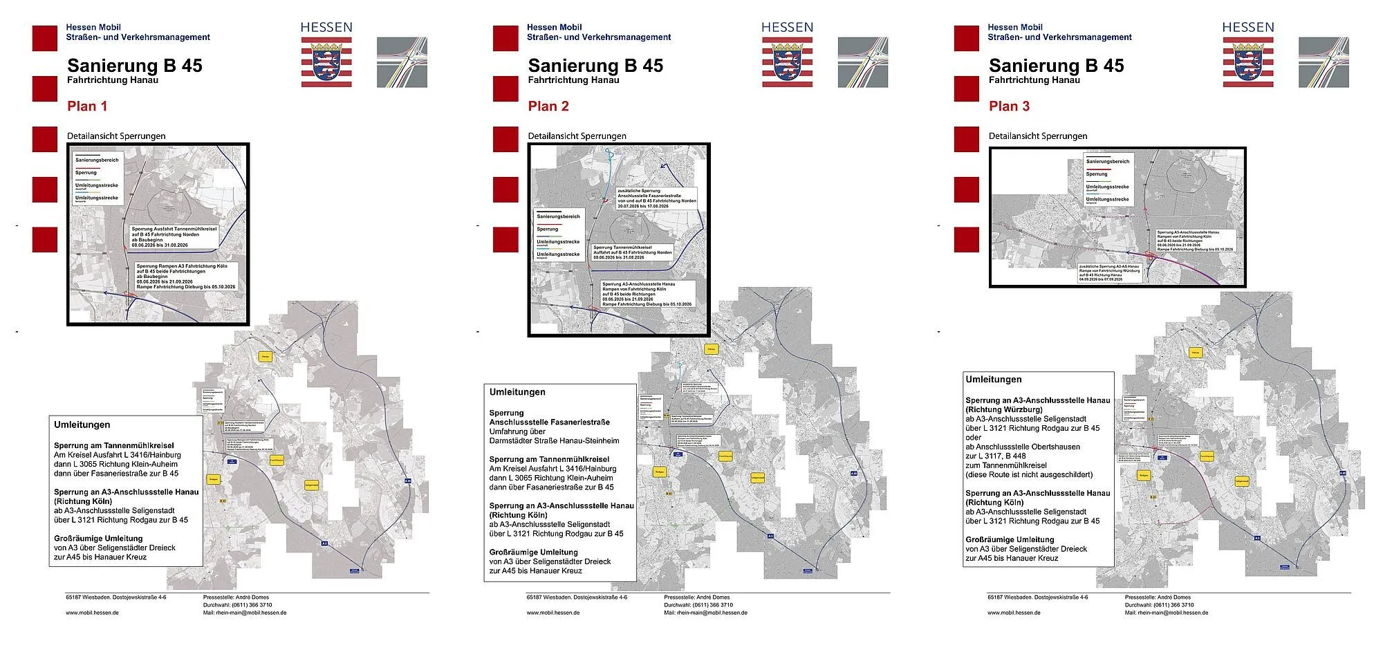 B45: Sanierung der Fahrbahn zwischen Hanau und Rodgau bis Mitte Oktober