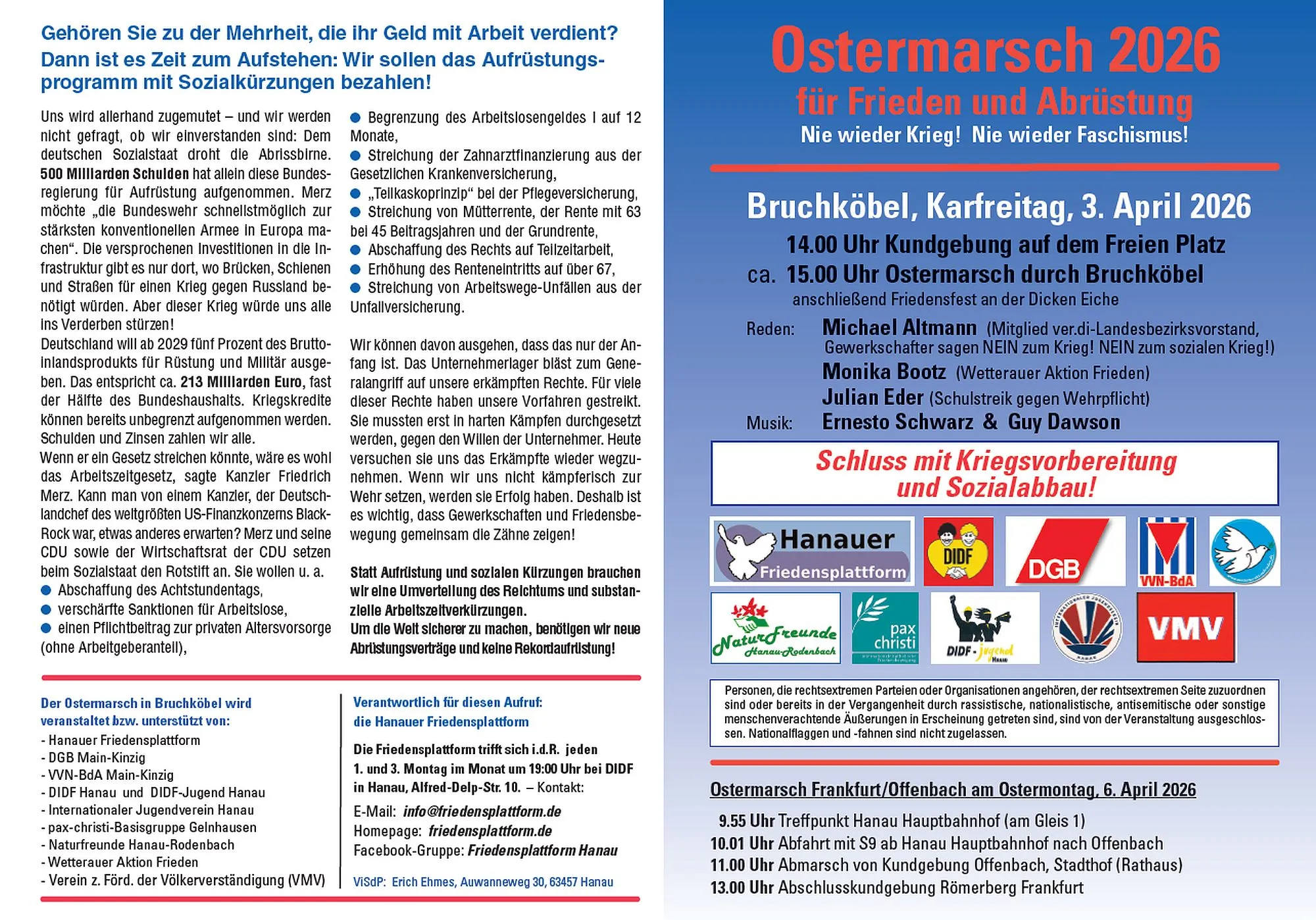 Bruchköbel: Ostermarsch für Frieden und Abrüstung