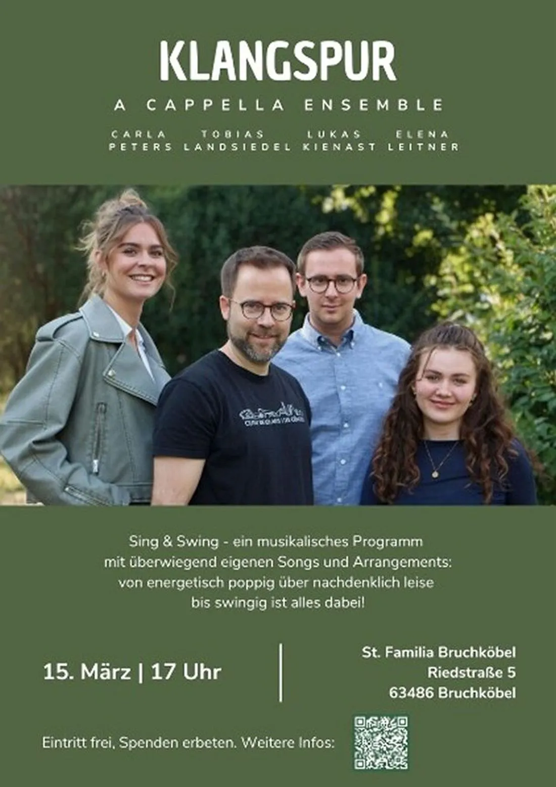 A‑Cappella‑Konzert in Sankt Familia mit dem Ensemble Klangspur