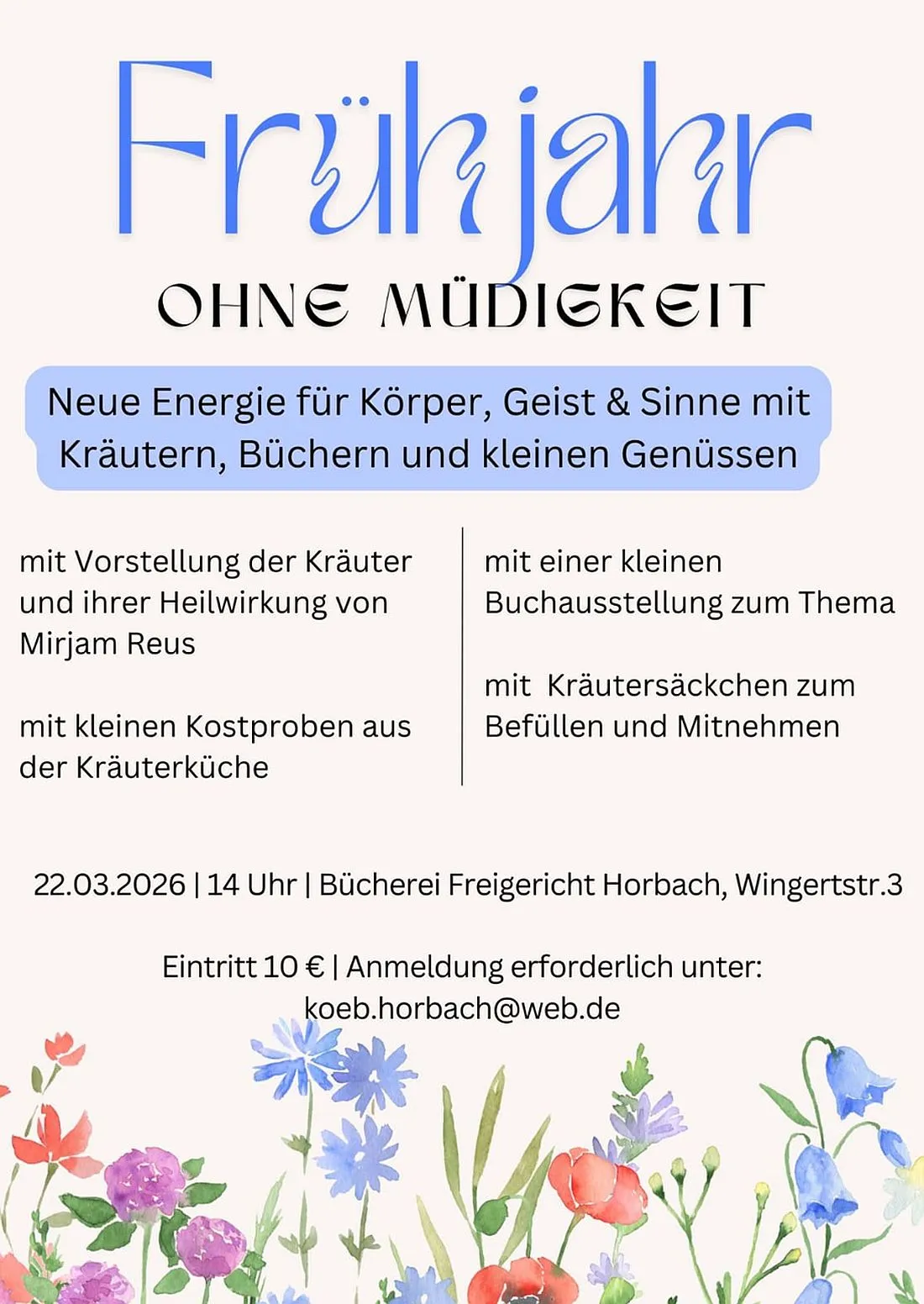 Fit ins Frühjahr: Kräuter-Event in der Bücherei Horbach