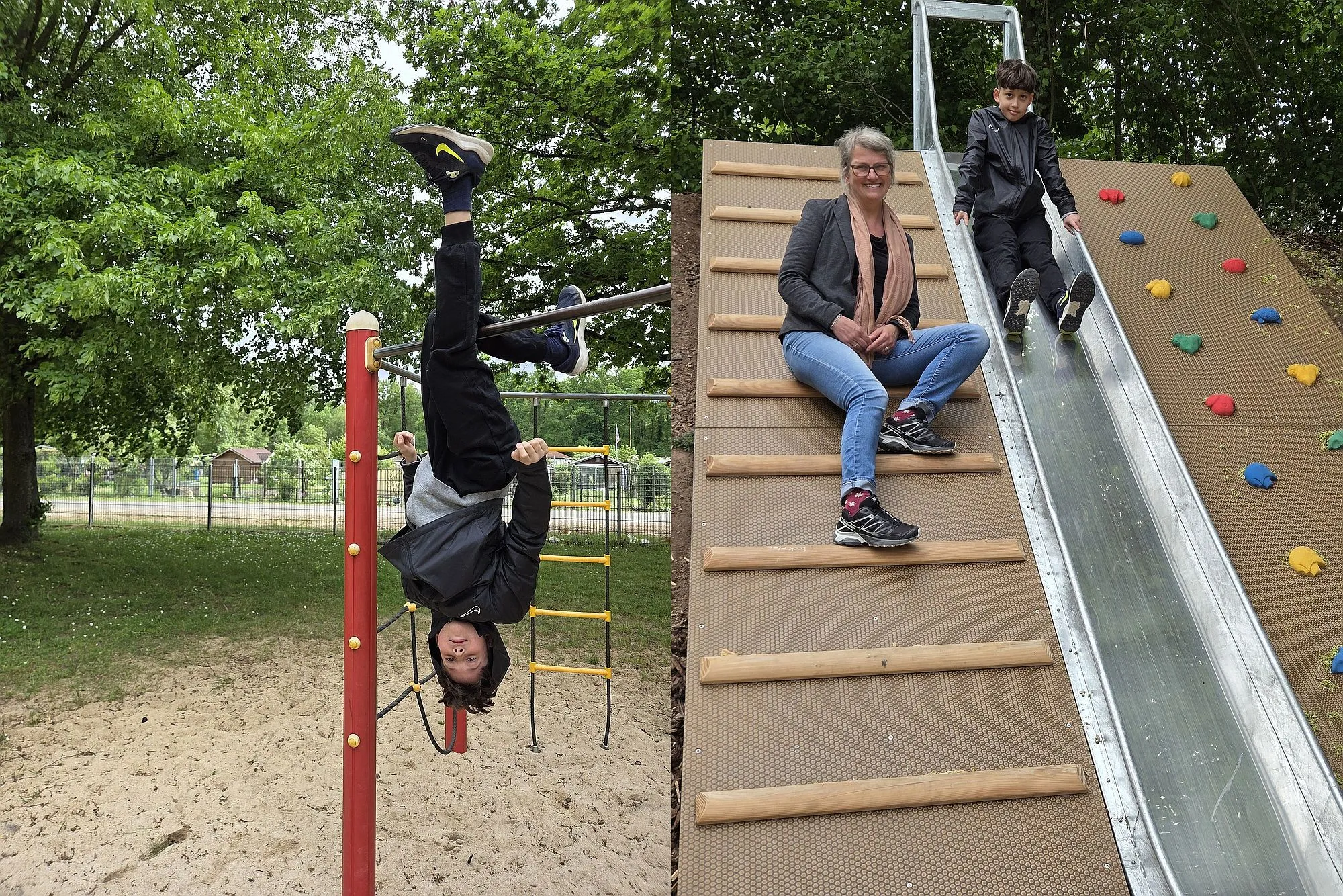 Kinderbürgermeister testet neue Hangrutsche