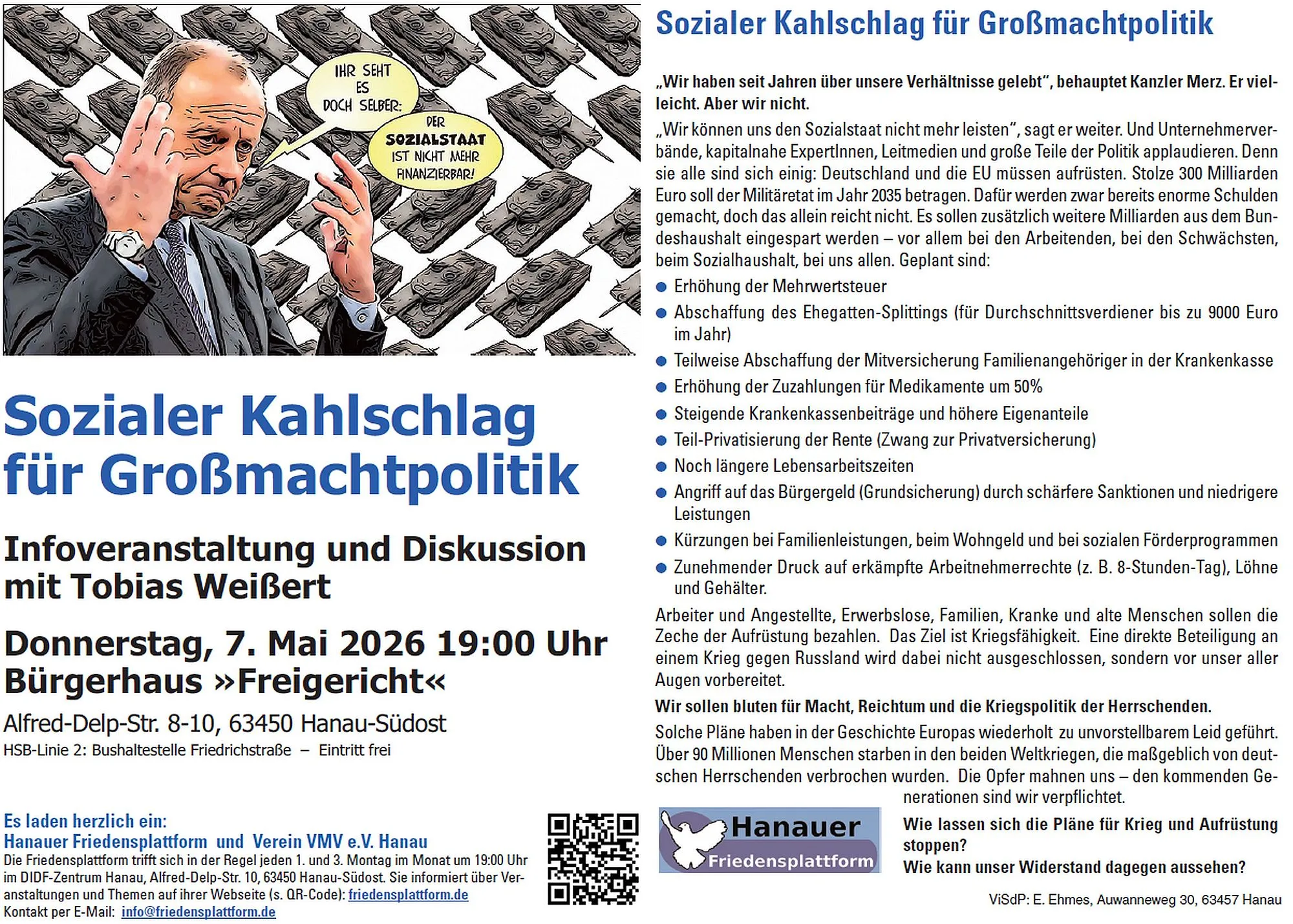 Vortrag: "Sozialer Kahlschlag für Großmachtpolitik"
