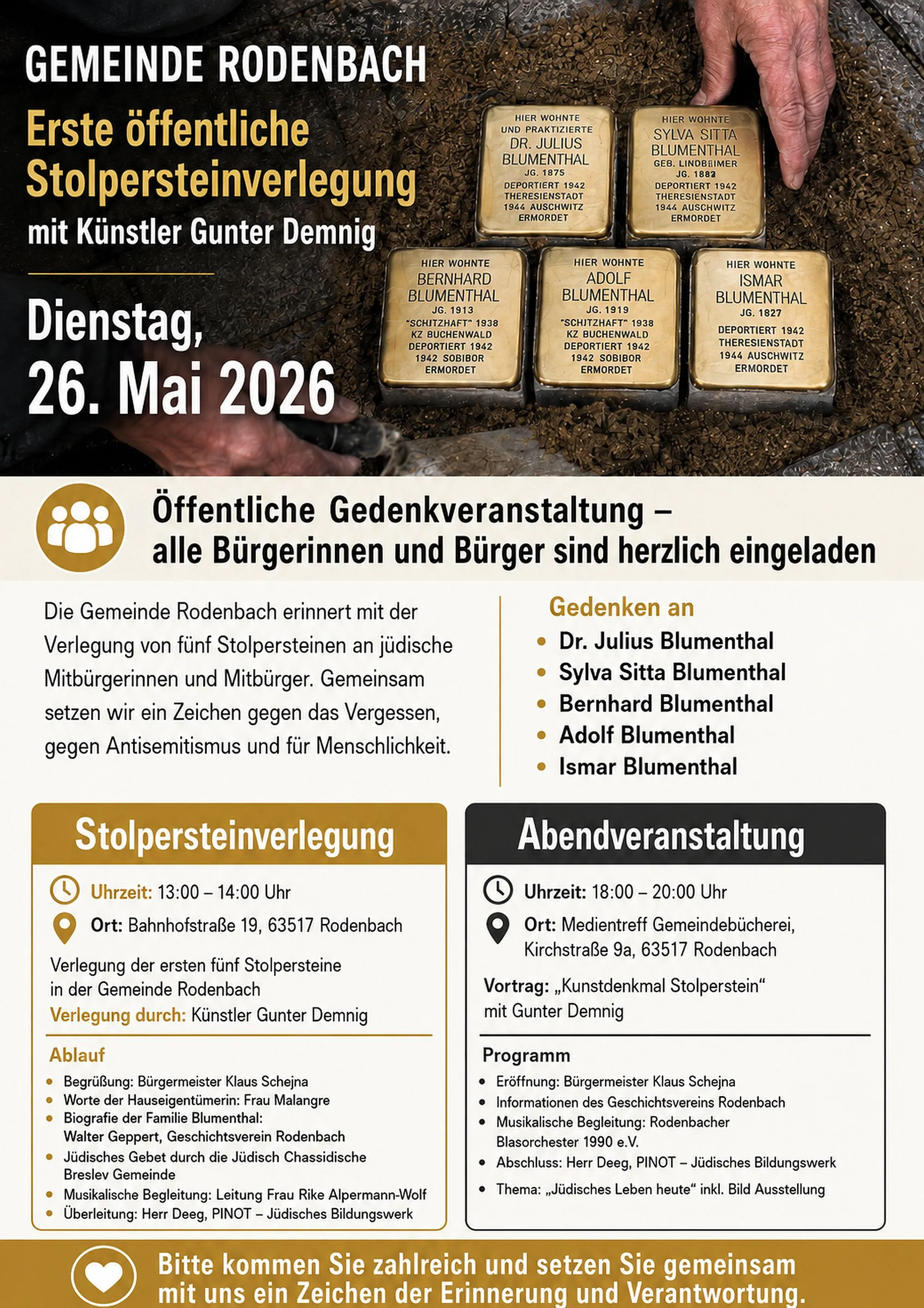 Erste Stolpersteinverlegung mit Künstler Gunter Demnig